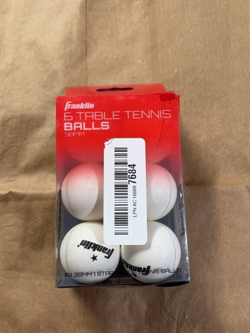 Franklin 6 Table Tennis Balls 38mm New in box